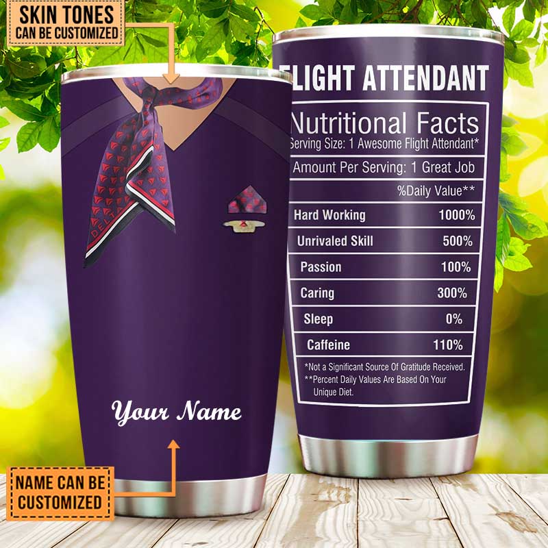 Personalized Flight Attendant Nutritional Facts Tumbler
