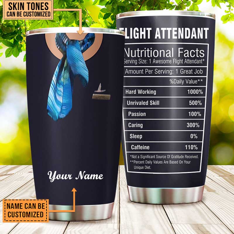 Personalized Flight Attendant Nutritional Facts Tumbler