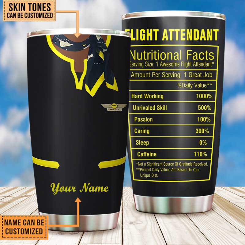 Personalized Flight Attendant Nutritional Facts Tumbler