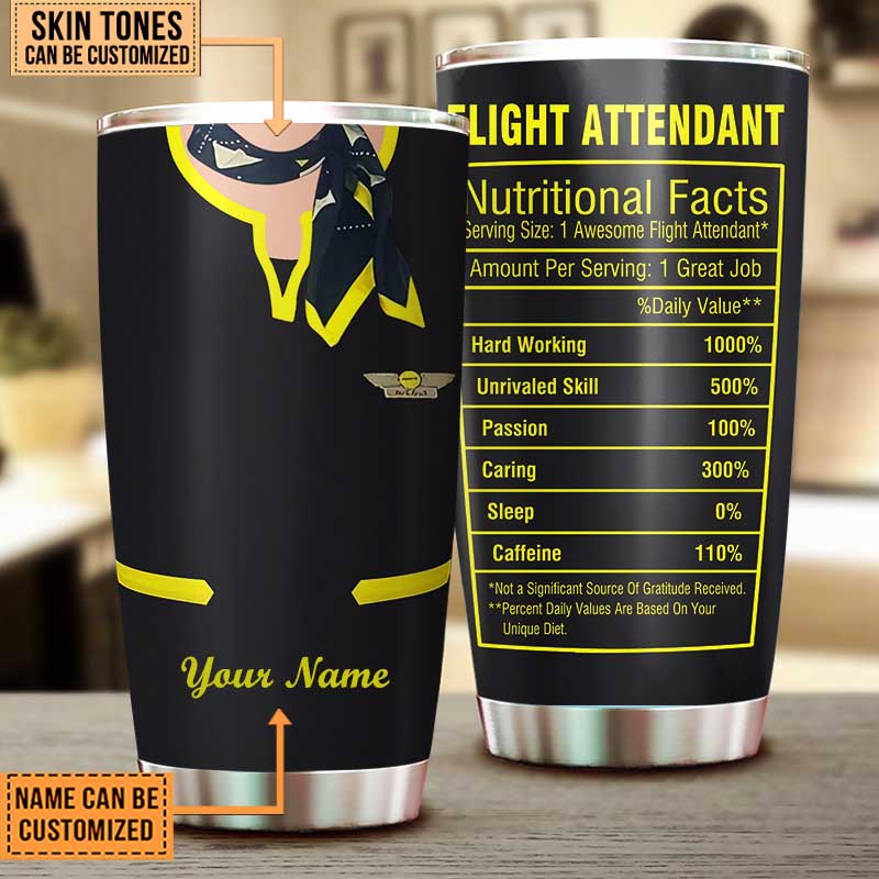 Personalized Flight Attendant Nutritional Facts Tumbler