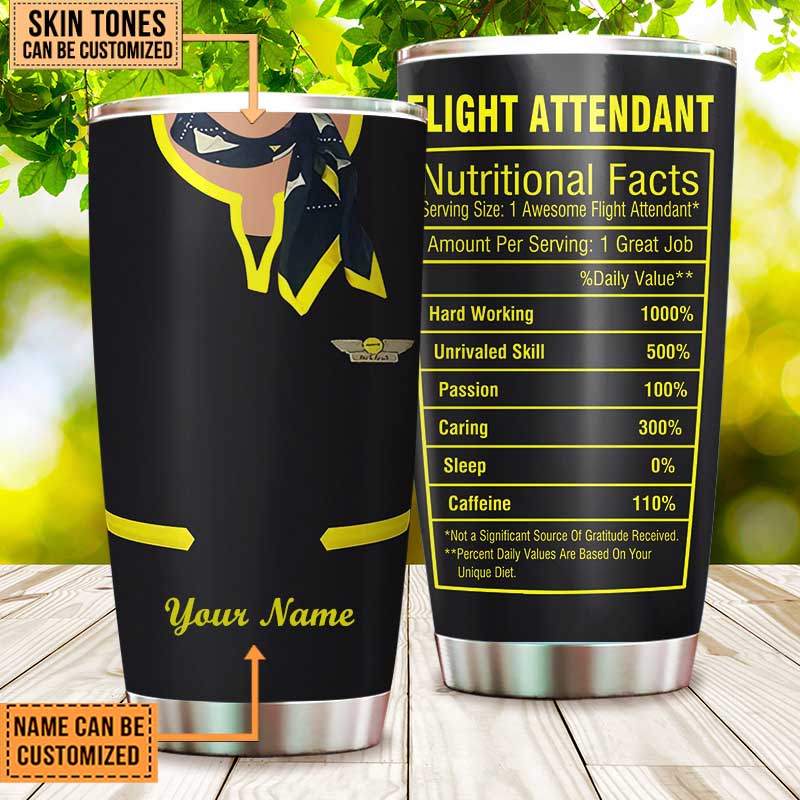 Personalized Flight Attendant Nutritional Facts Tumbler