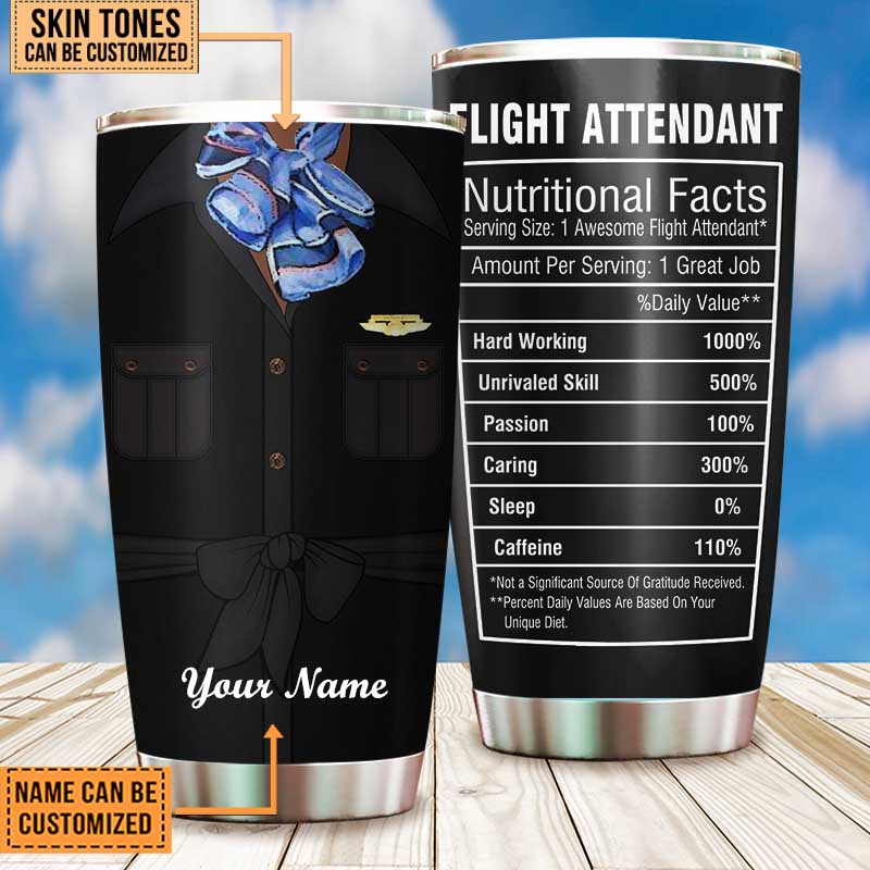 Personalized Flight Attendant Nutritional Facts Tumbler