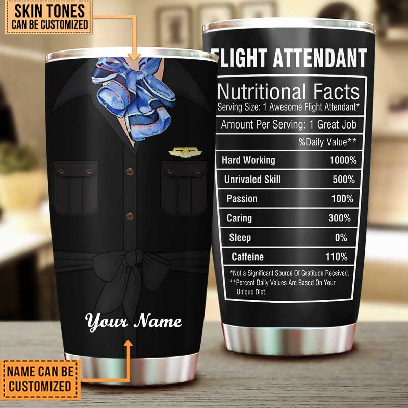 Personalized Flight Attendant Nutritional Facts Tumbler