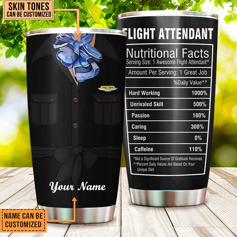 Personalized Flight Attendant Nutritional Facts Tumbler