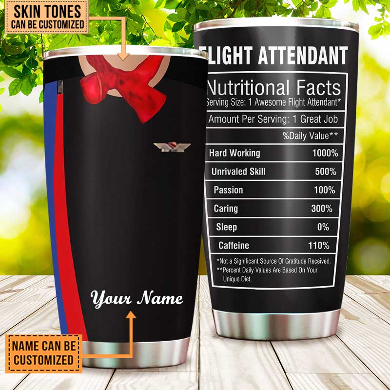 Personalized Flight Attendant Nutritional Facts Tumbler