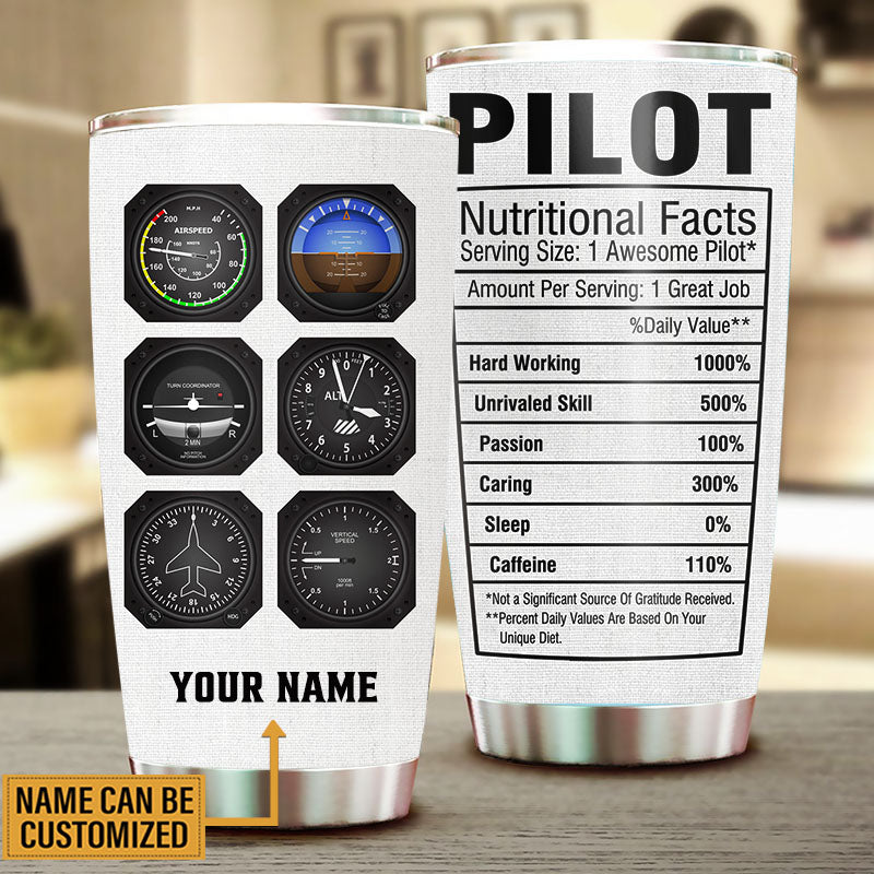 Personalized Pilot Nutritional Facts Tumbler