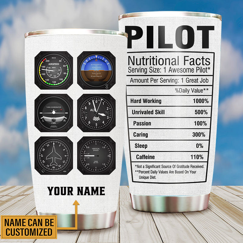 Personalized Pilot Nutritional Facts Tumbler