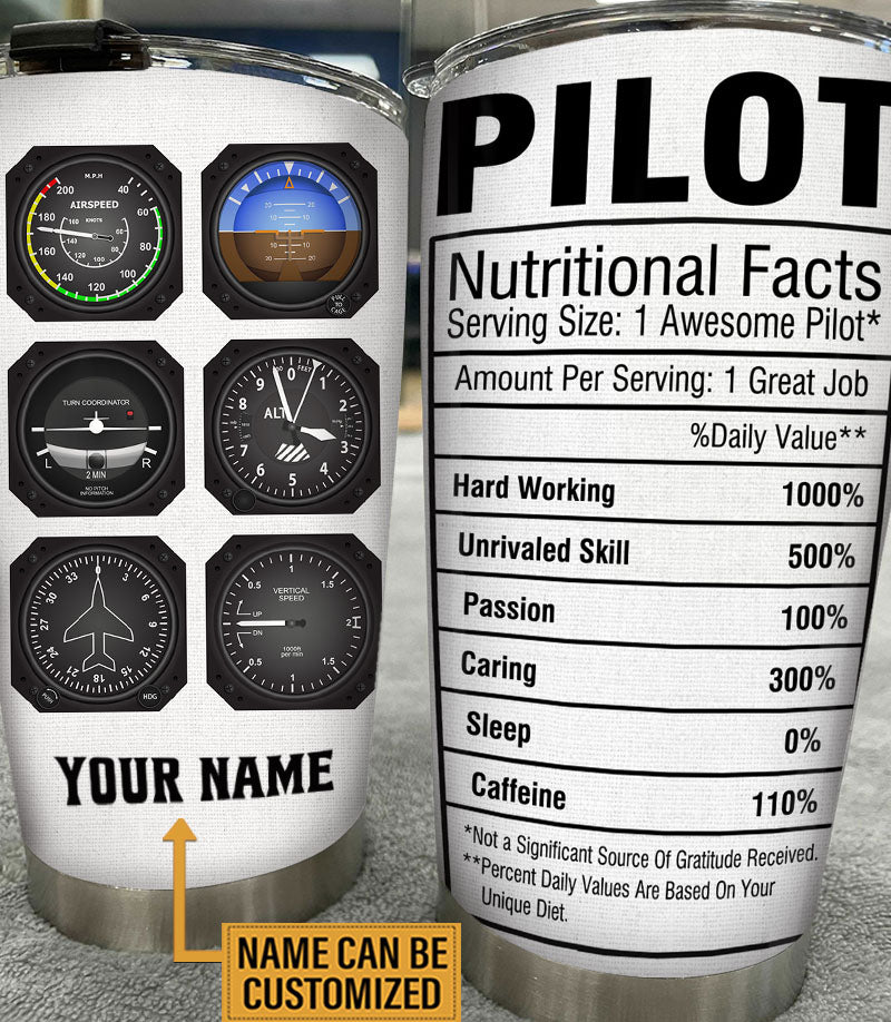 Personalized Pilot Nutritional Facts Tumbler