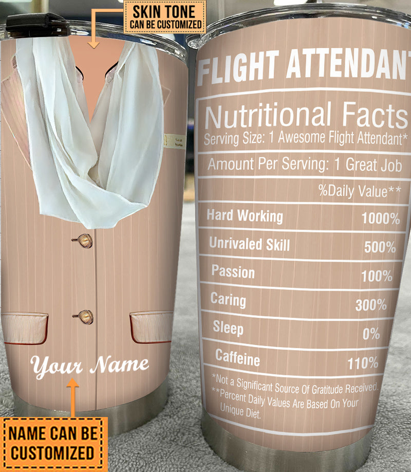Personalized Flight Attendant Nutritional Facts Tumbler