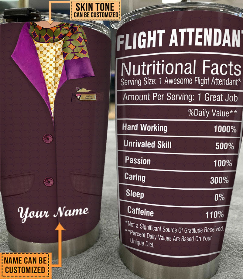 Personalized Flight Attendant Nutritional Facts Tumbler