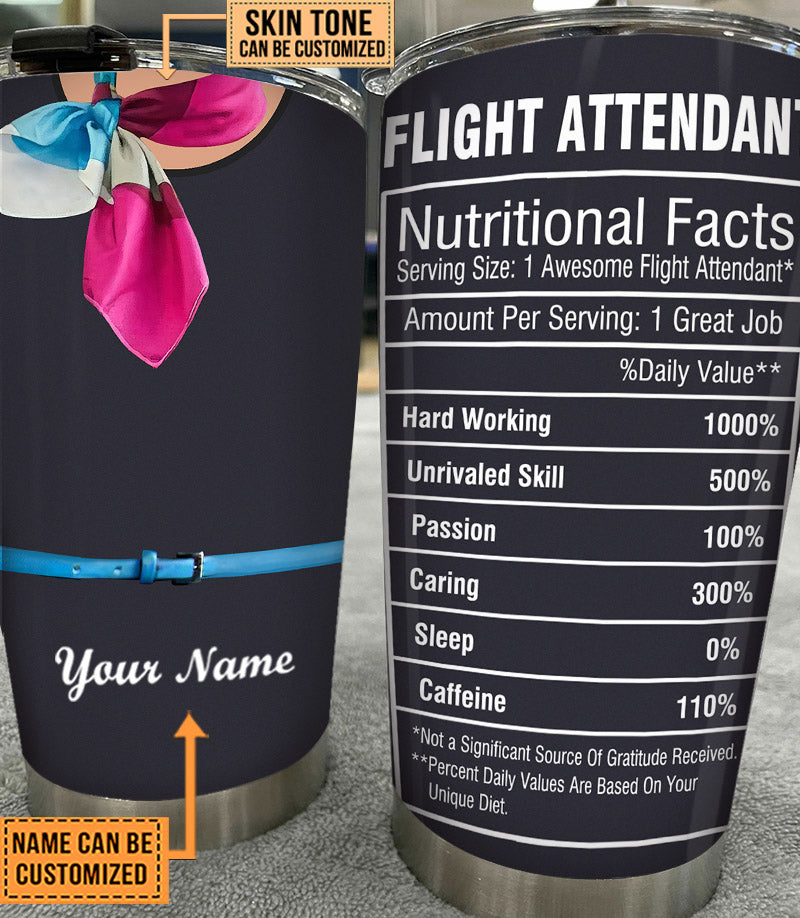 Personalized Flight Attendant Nutritional Facts Tumbler