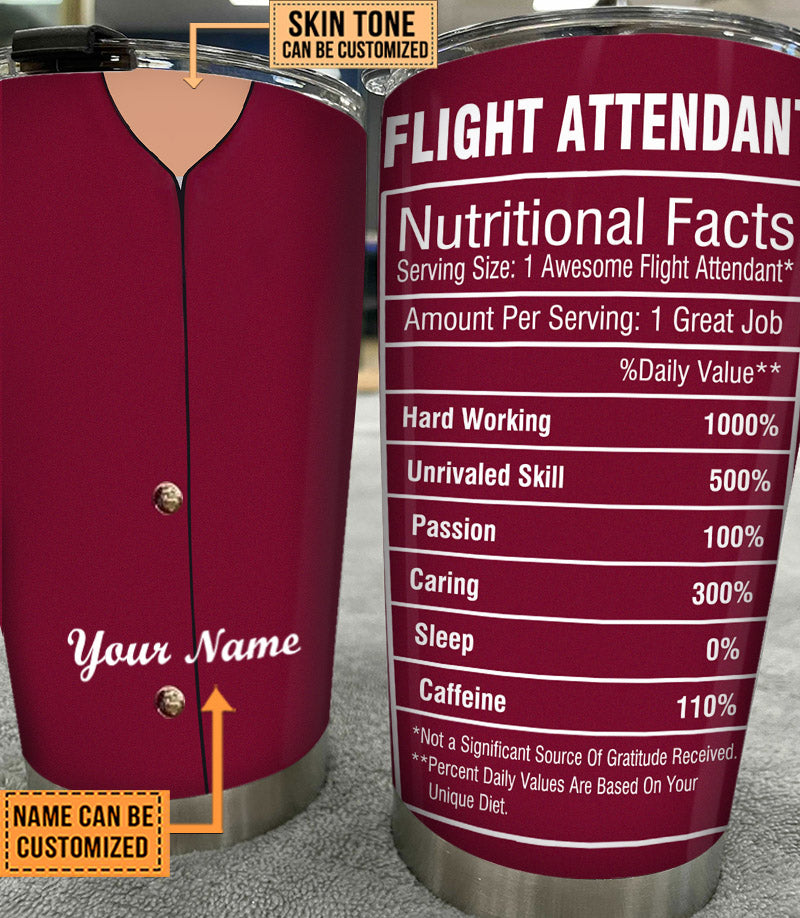 Personalized Flight Attendant Nutritional Facts Tumbler