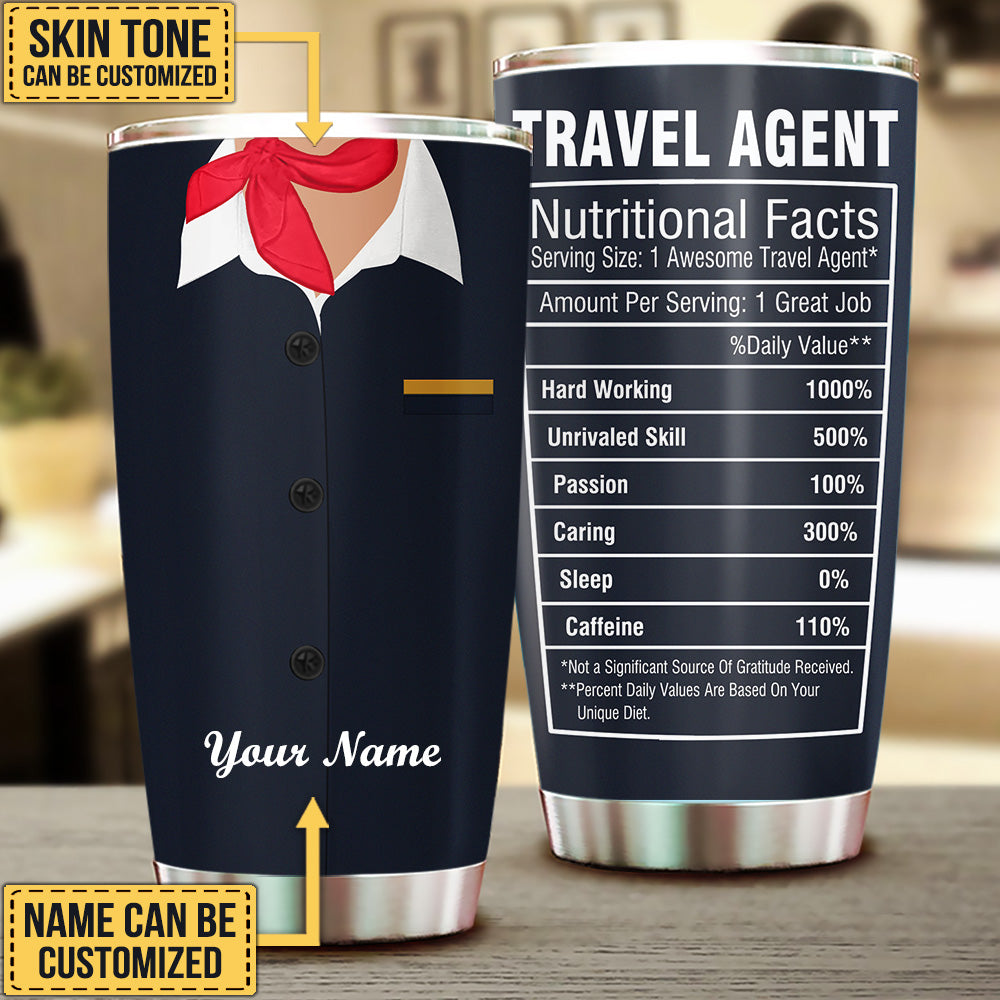 Personalized Travel Agent Nutritional Facts Tumbler
