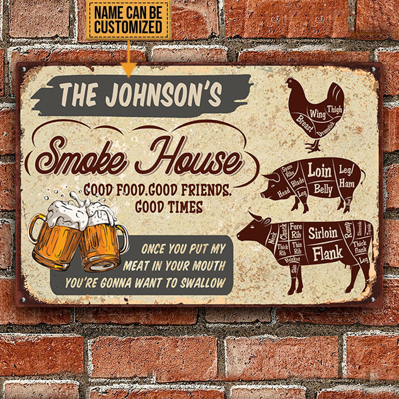Personalized Smoke House Metal Sign