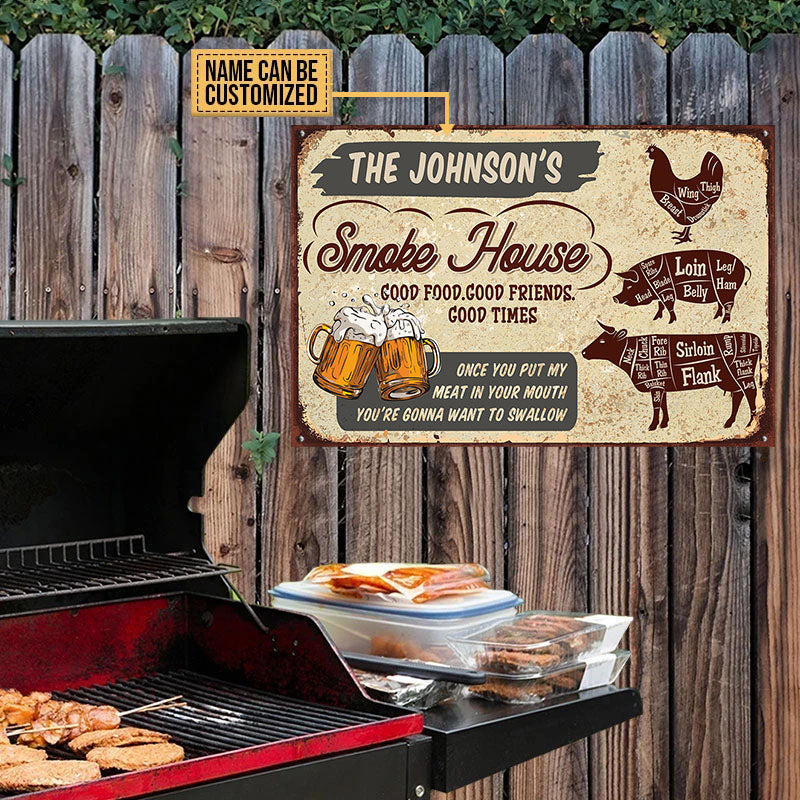 Personalized Smoke House Metal Sign