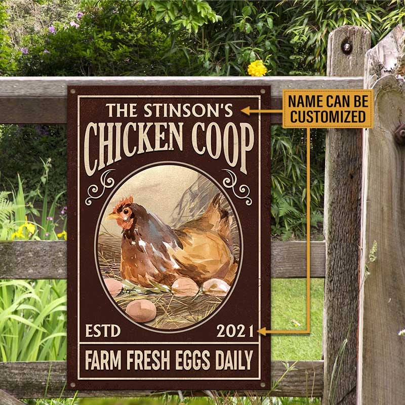 Personalized Chicken Coop Farm Fresh Eggs Daily Metal Sign