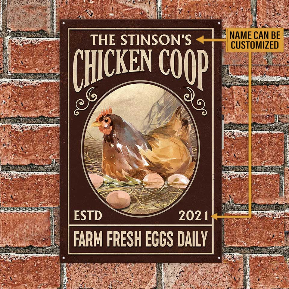 Personalized Chicken Coop Farm Fresh Eggs Daily Metal Sign