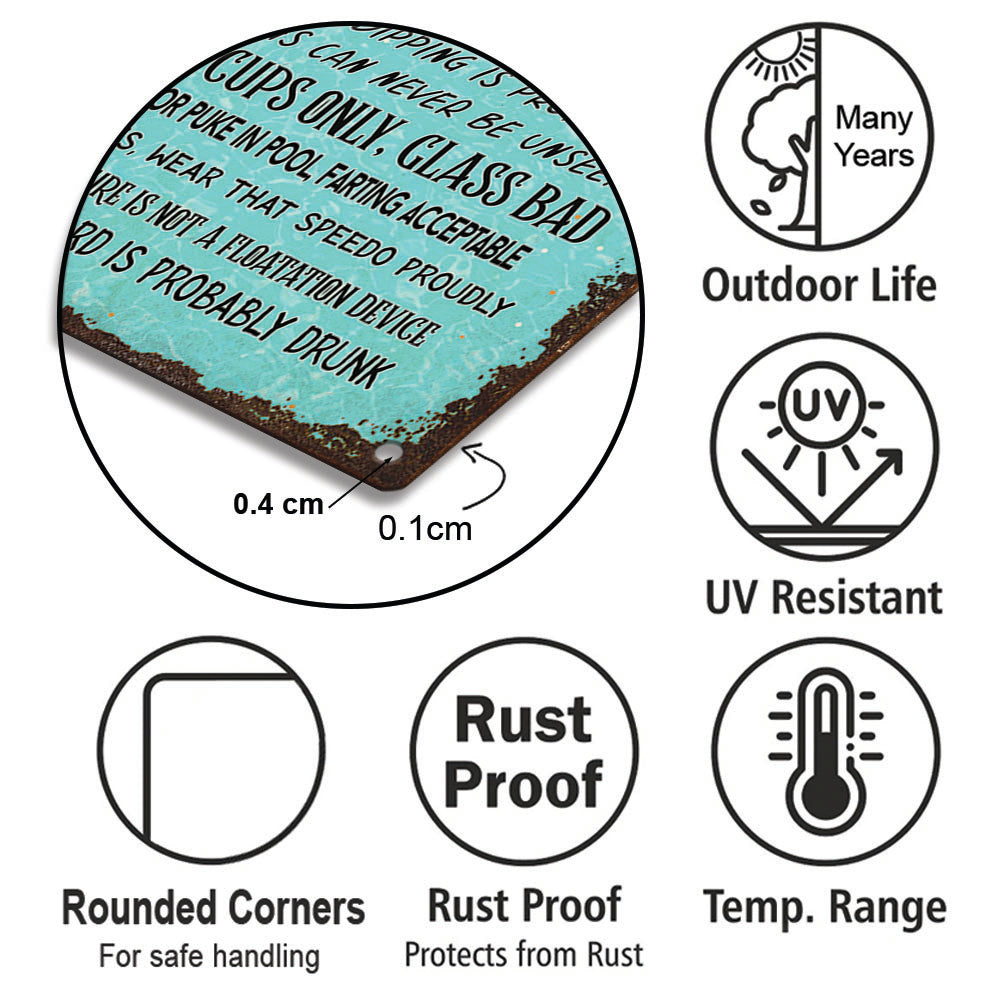 Personalized Pool Rules For Drinkers And Dummies Metal Sign