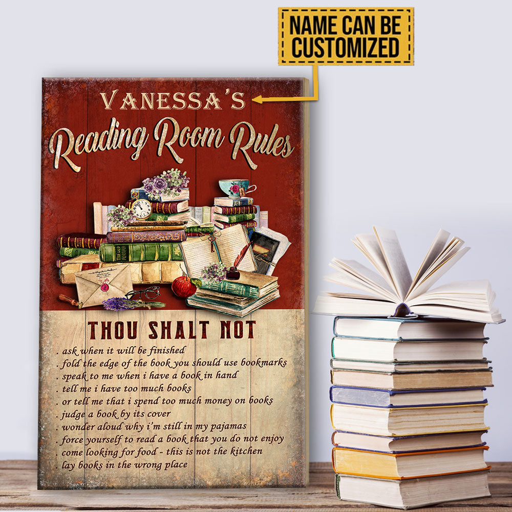 Personalized Reading Room Rules Pallet Wood Rectangle Sign