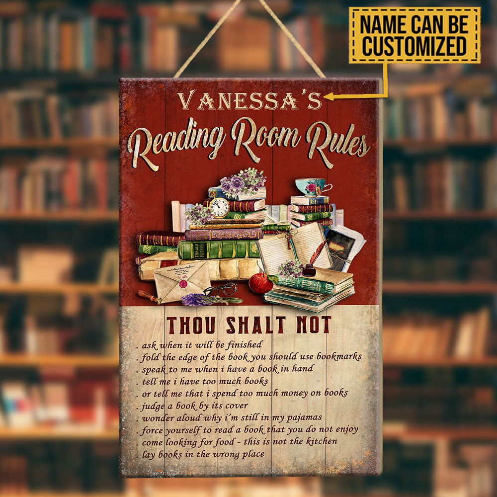 Personalized Reading Room Rules Pallet Wood Rectangle Sign