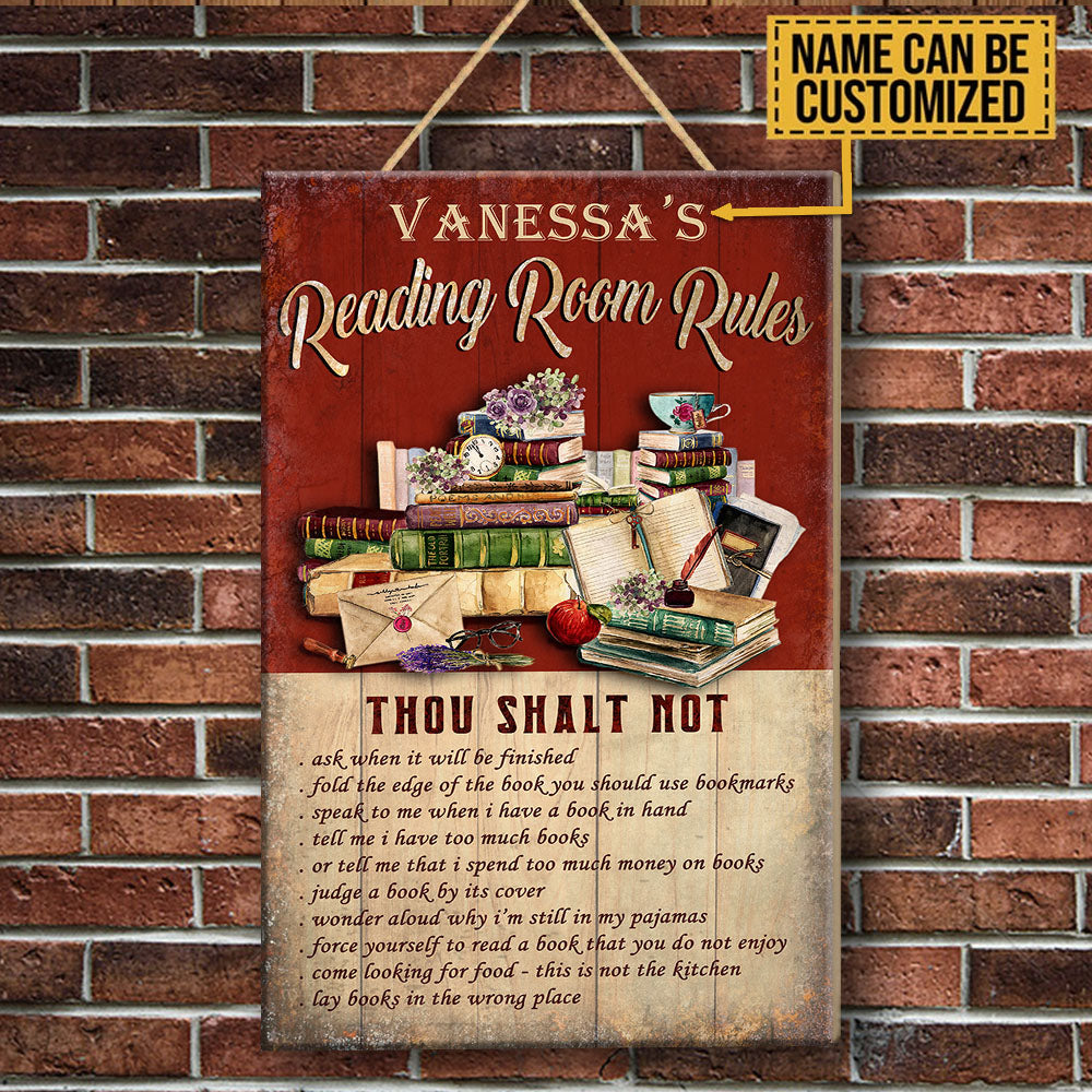 Personalized Reading Room Rules Pallet Wood Rectangle Sign