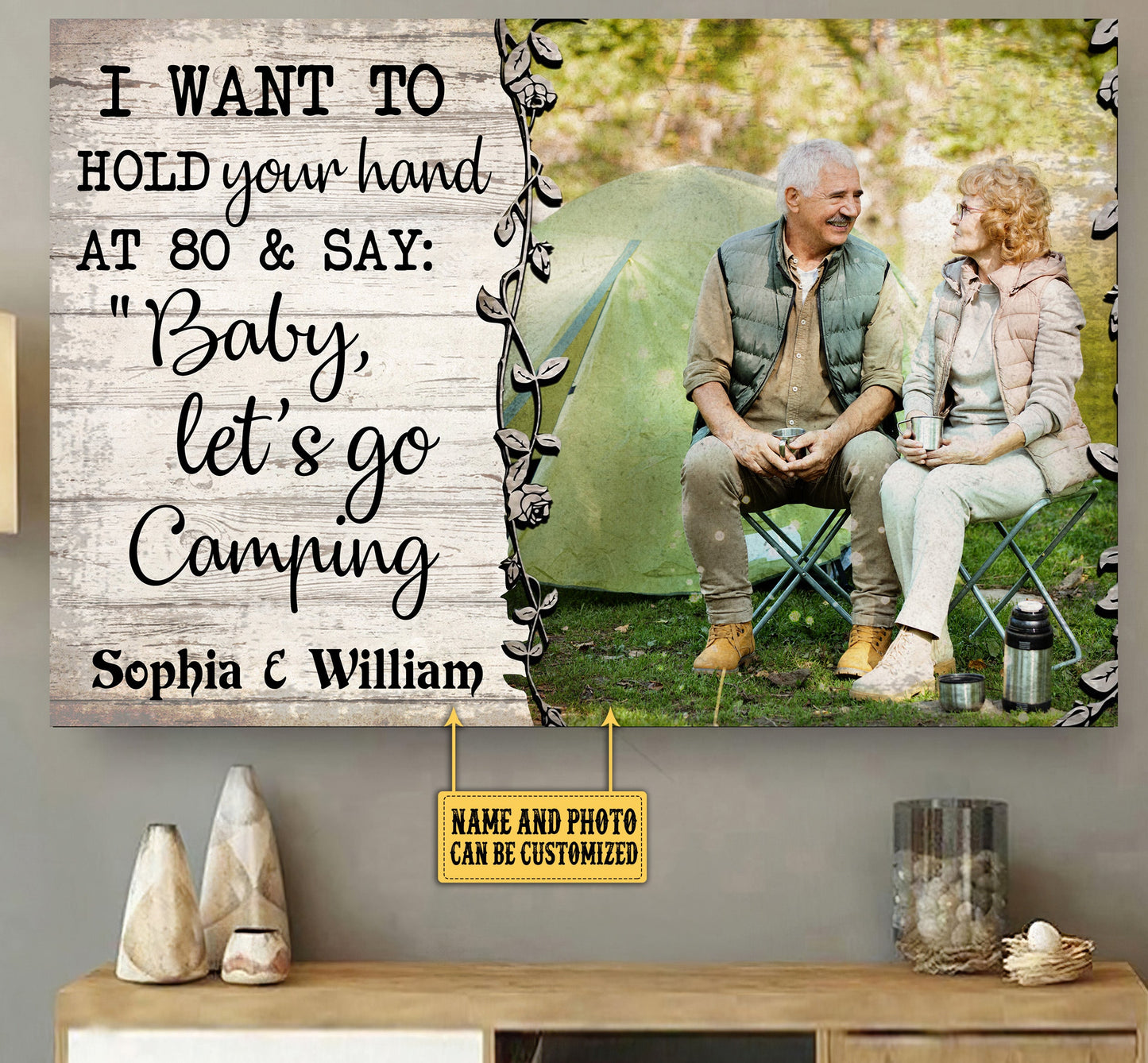 Personalized I Want To Hold Your Hand Couple Camping Poster & Canvas