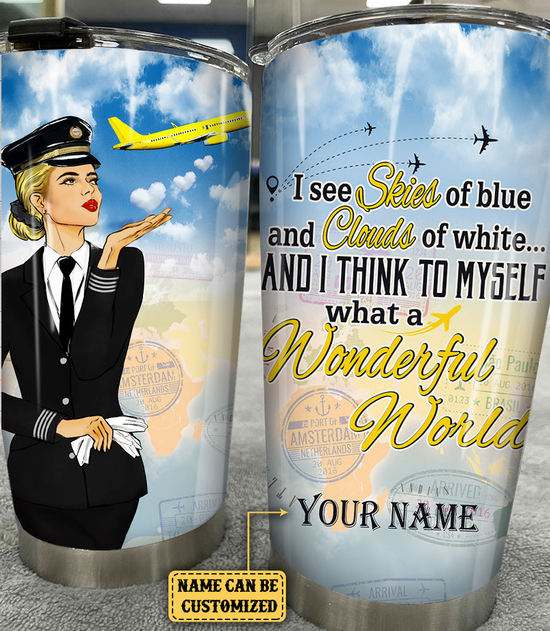 Personalized And I Think To Myself What A Wonderful World Pilot Tumbler