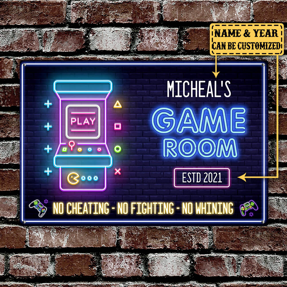 Personalized Game Room Metal Sign
