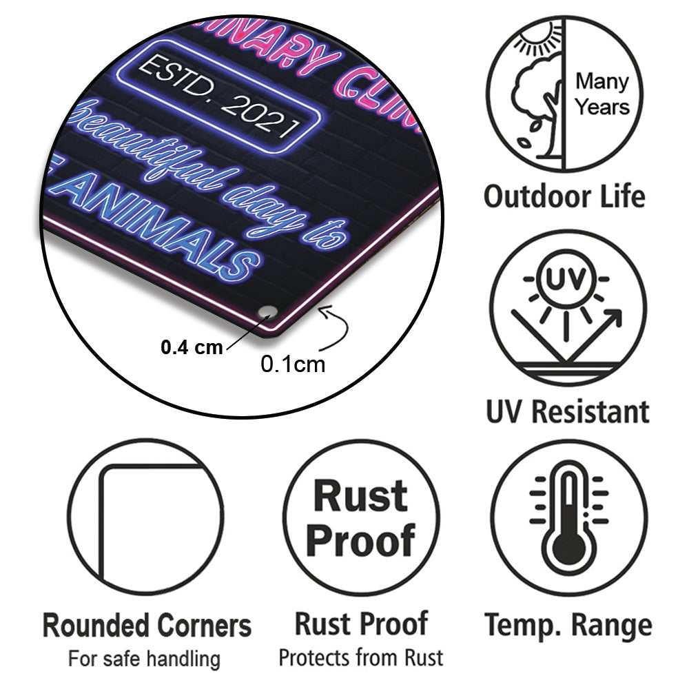 Personalized Veterinary Clinic It's A Beautiful Day To Save Animals Metal Sign