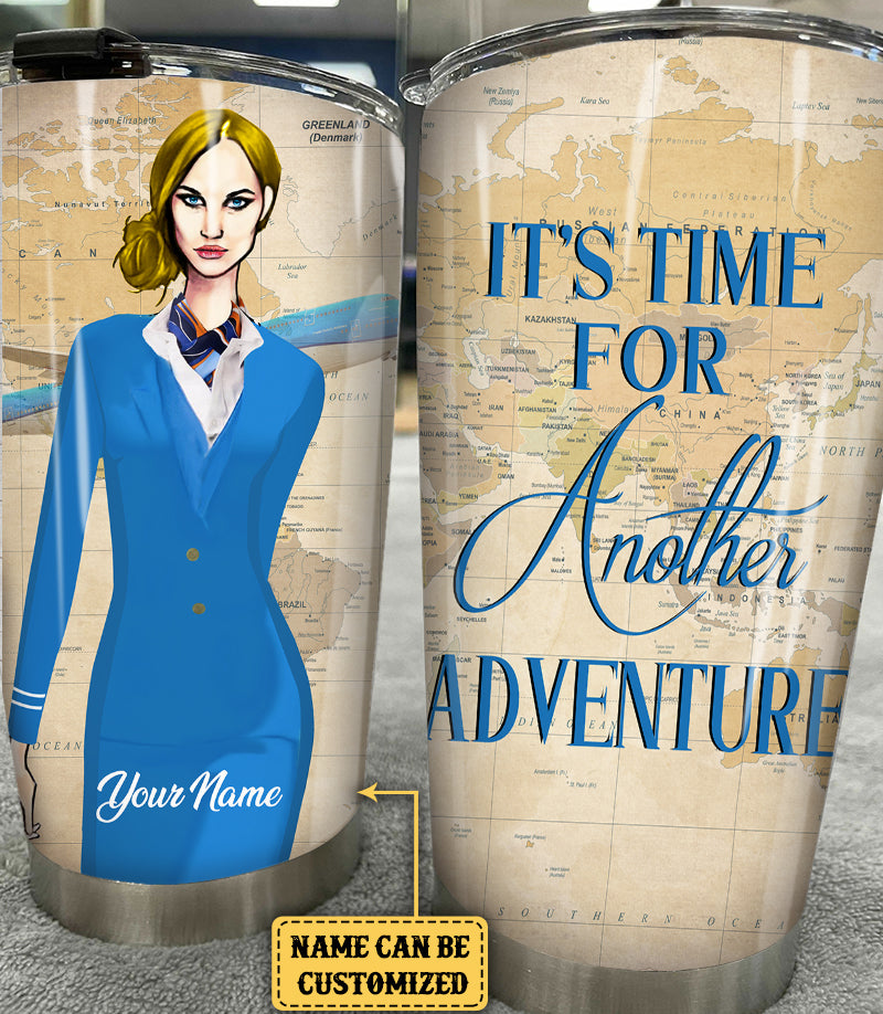 Personalized It's Time For Another Adventure Flight Attendant Tumbler