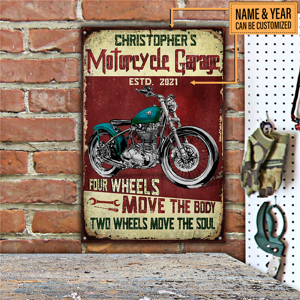 Personalized Motorcycle Garage Classic Metal Sign