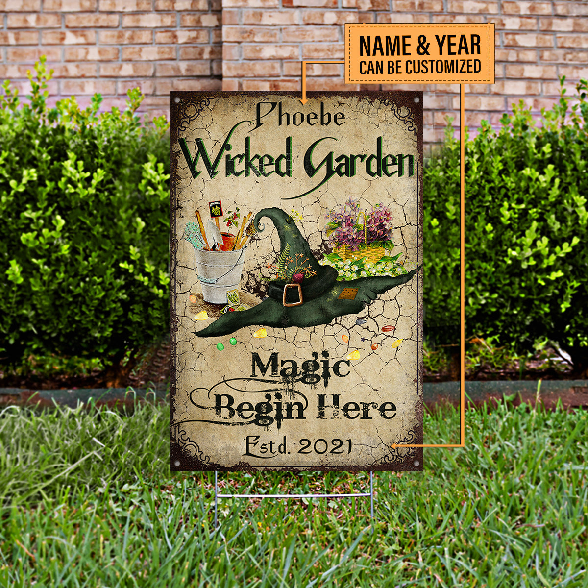 Personalized Witch Garden Classic Metal Sign