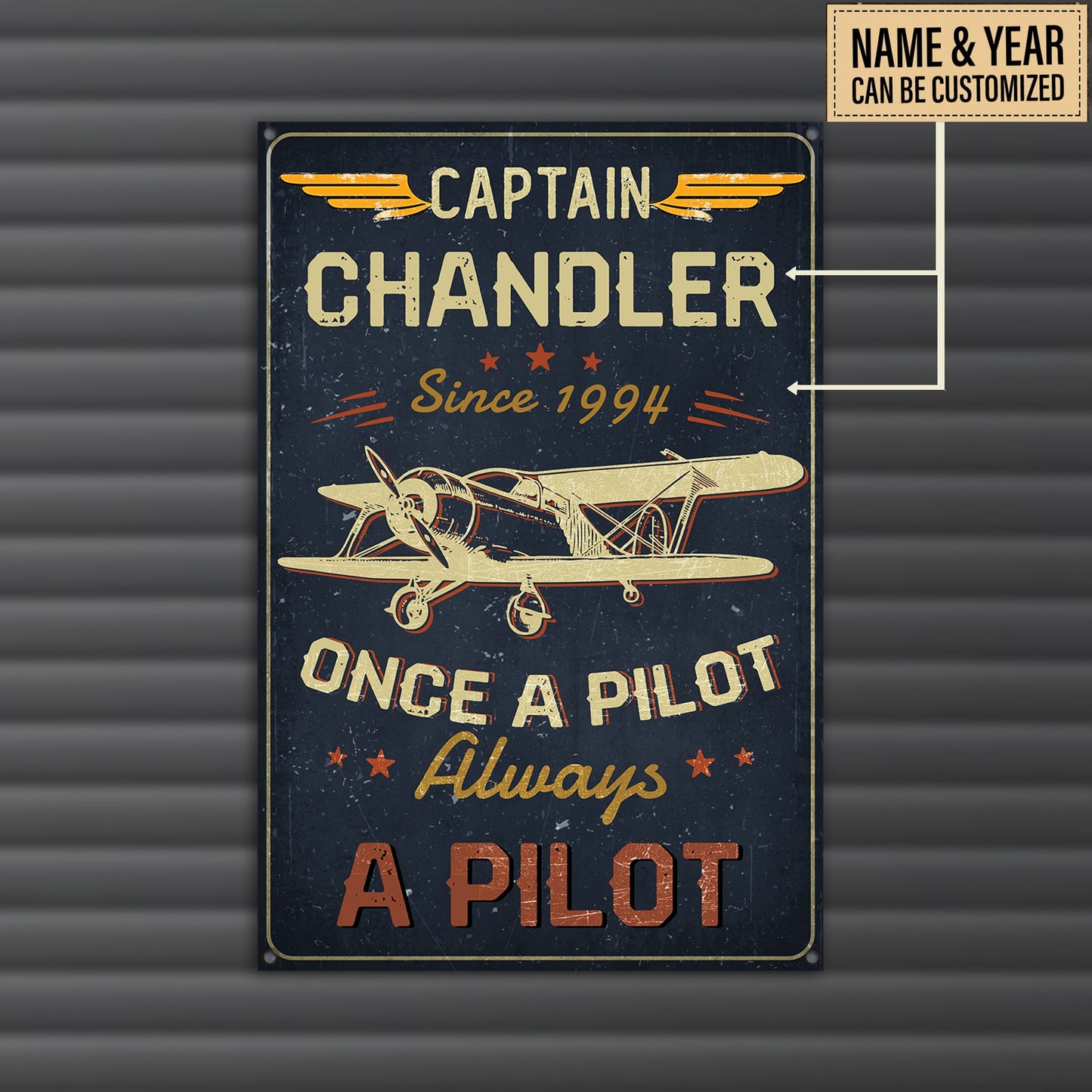 Personalized Once A Pilot Always A Pilot Caption Metal Sign