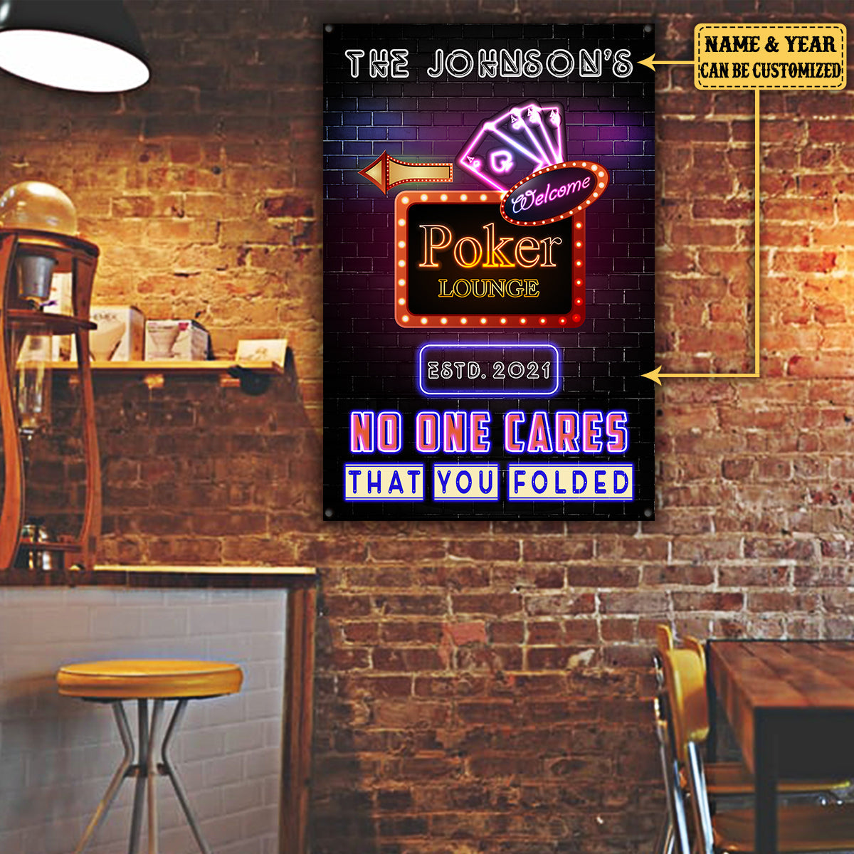 Personalized Poker Lounge No One Cares That You Folded Metal Sign