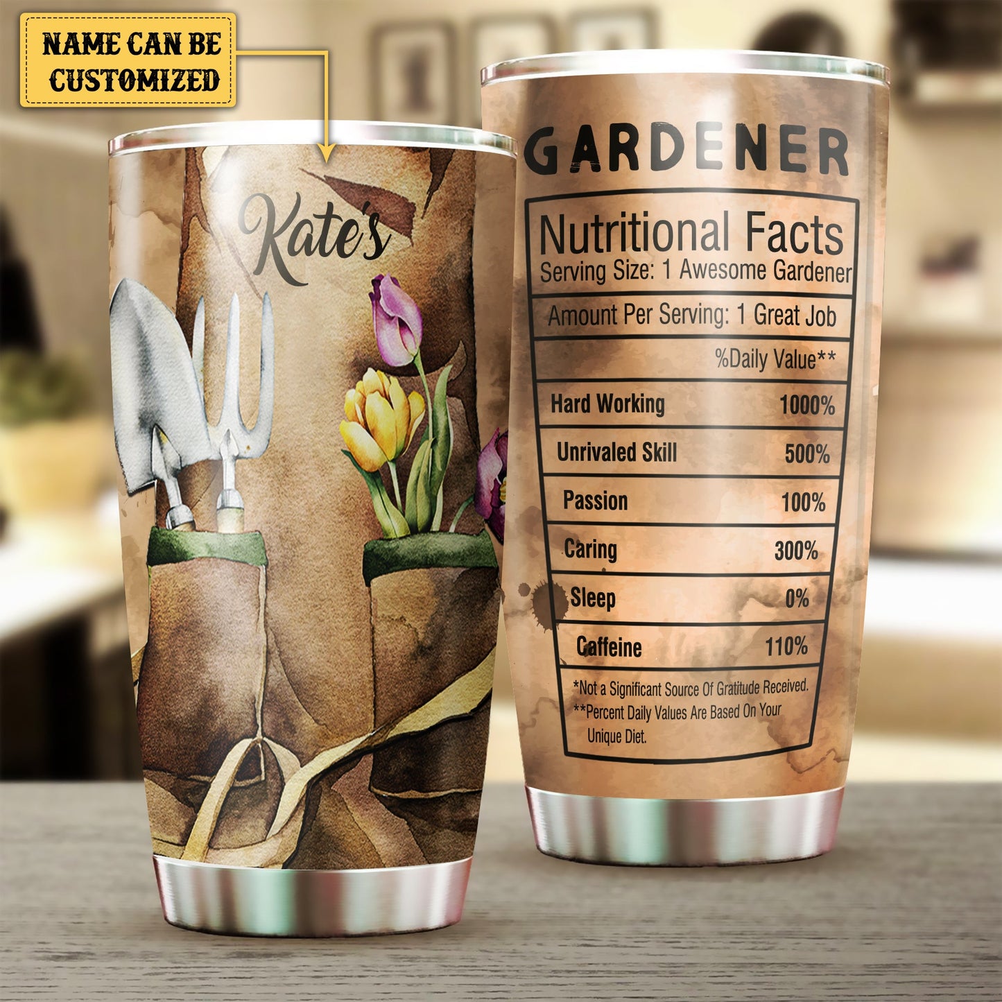 Personalized Gardening Nutritional Facts Tumbler