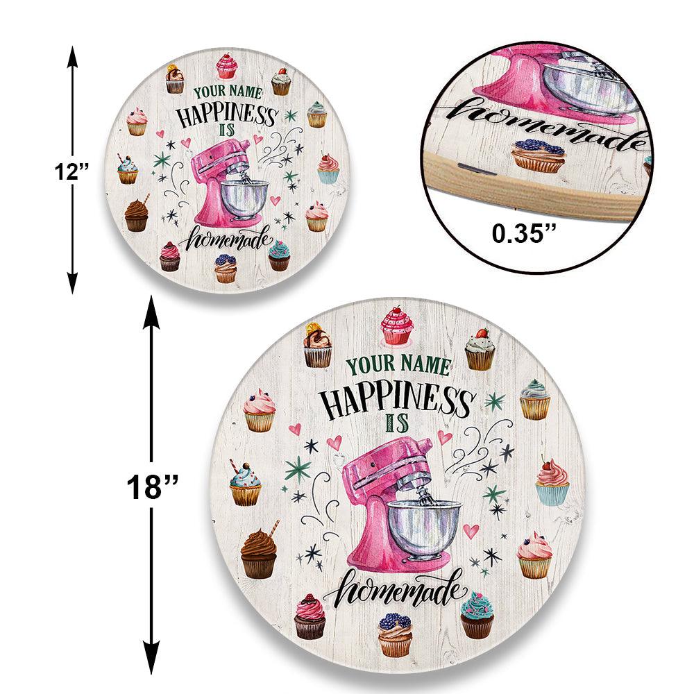 Personalized Happiness Is Homemake Baking Wood Round Sign