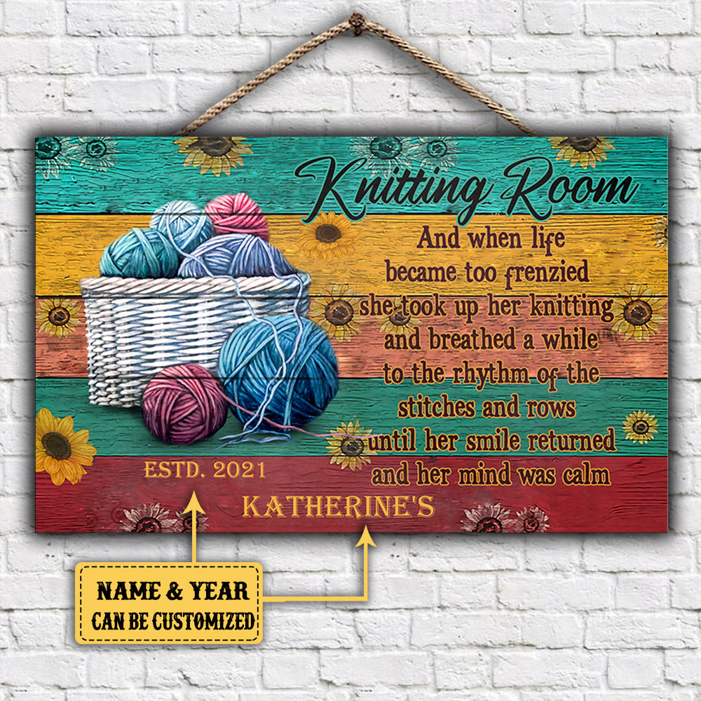 Personalized Knitting Room Pallet Wood Rectangle Sign