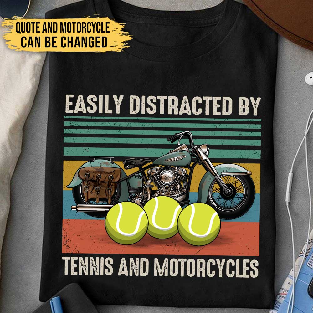 Love Motorcycles And Tennis - Personalized Shirt