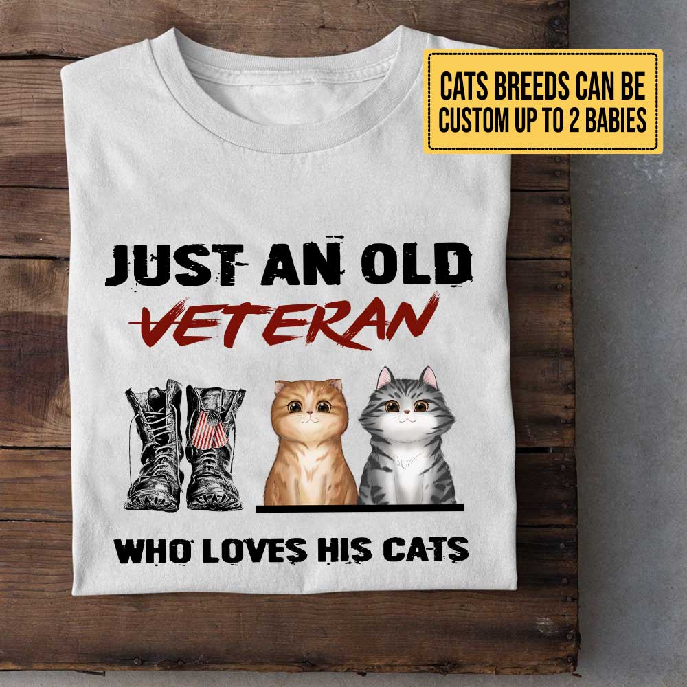 Personalized Just An Old Veteran Who Loves His Cats Shirt