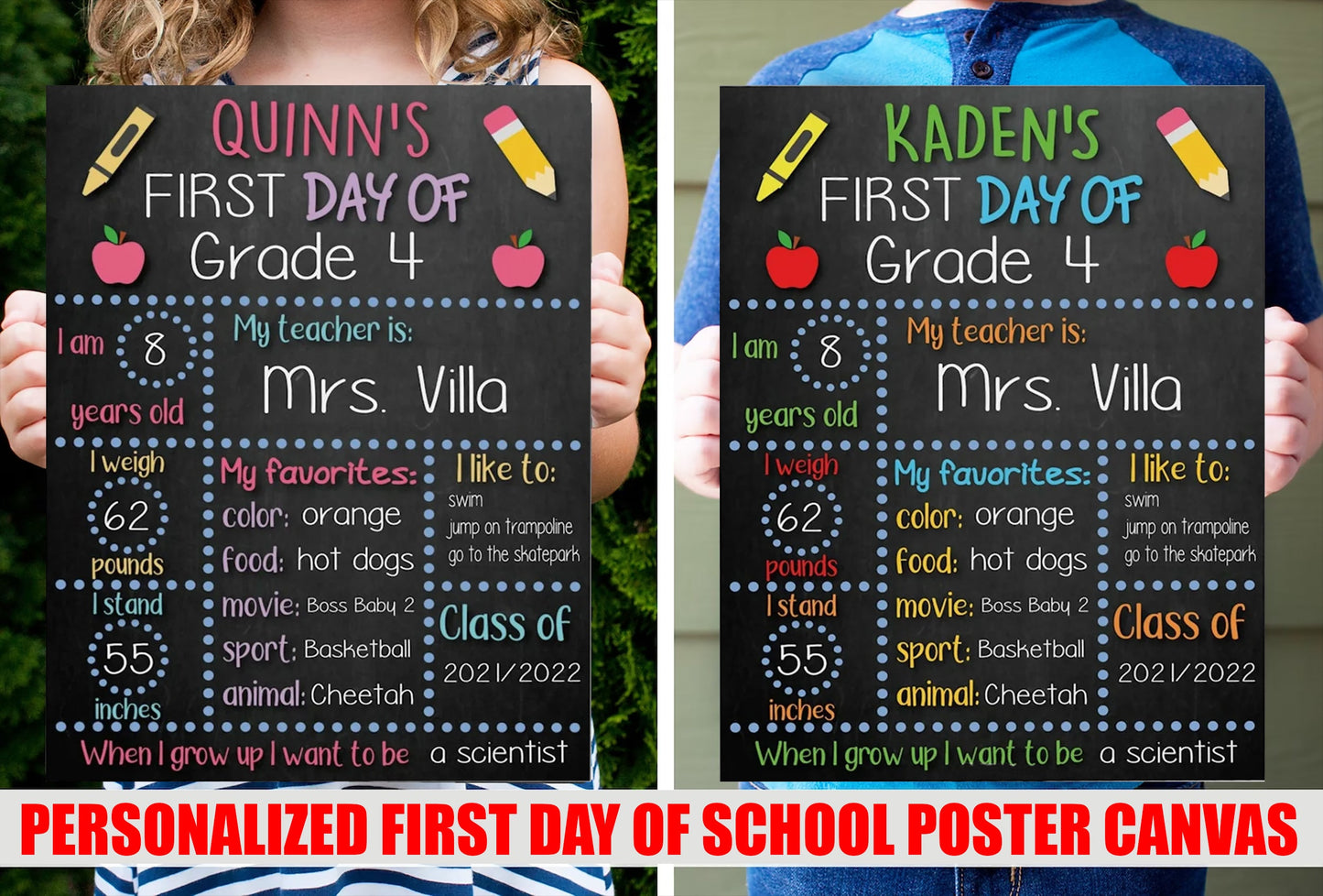 Personalized First and Last Day of School Poster Canvas - Back to School Poster Canvas