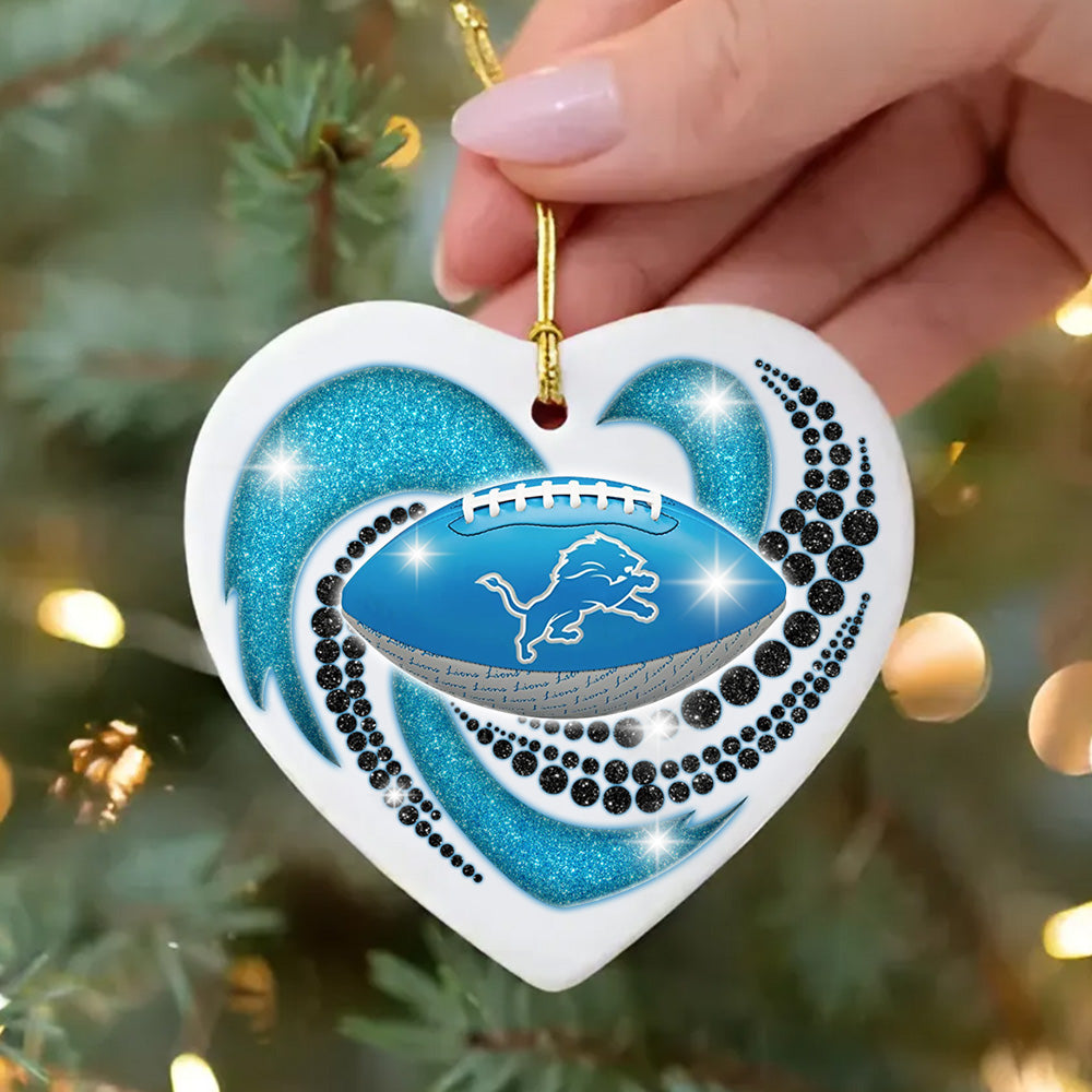 Heart Football Ceramic Ornament - DTLO