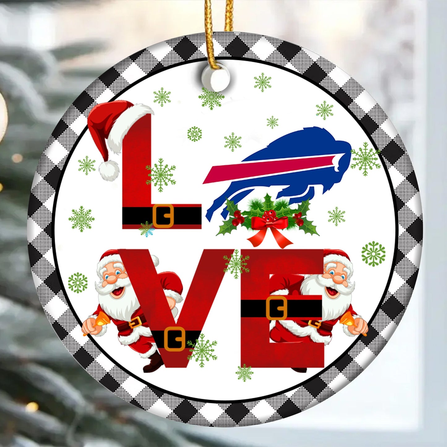 Love Christmas Circle Ceramic Ornament - BFLB