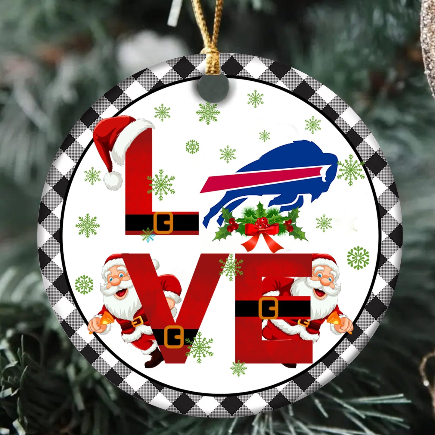 Love Christmas Circle Ceramic Ornament - BFLB