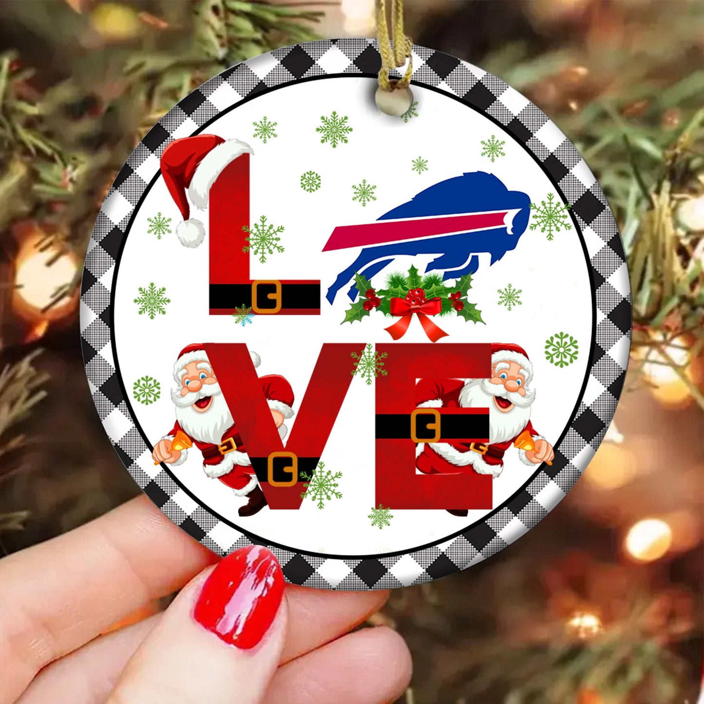 Love Christmas Circle Ceramic Ornament - BFLB