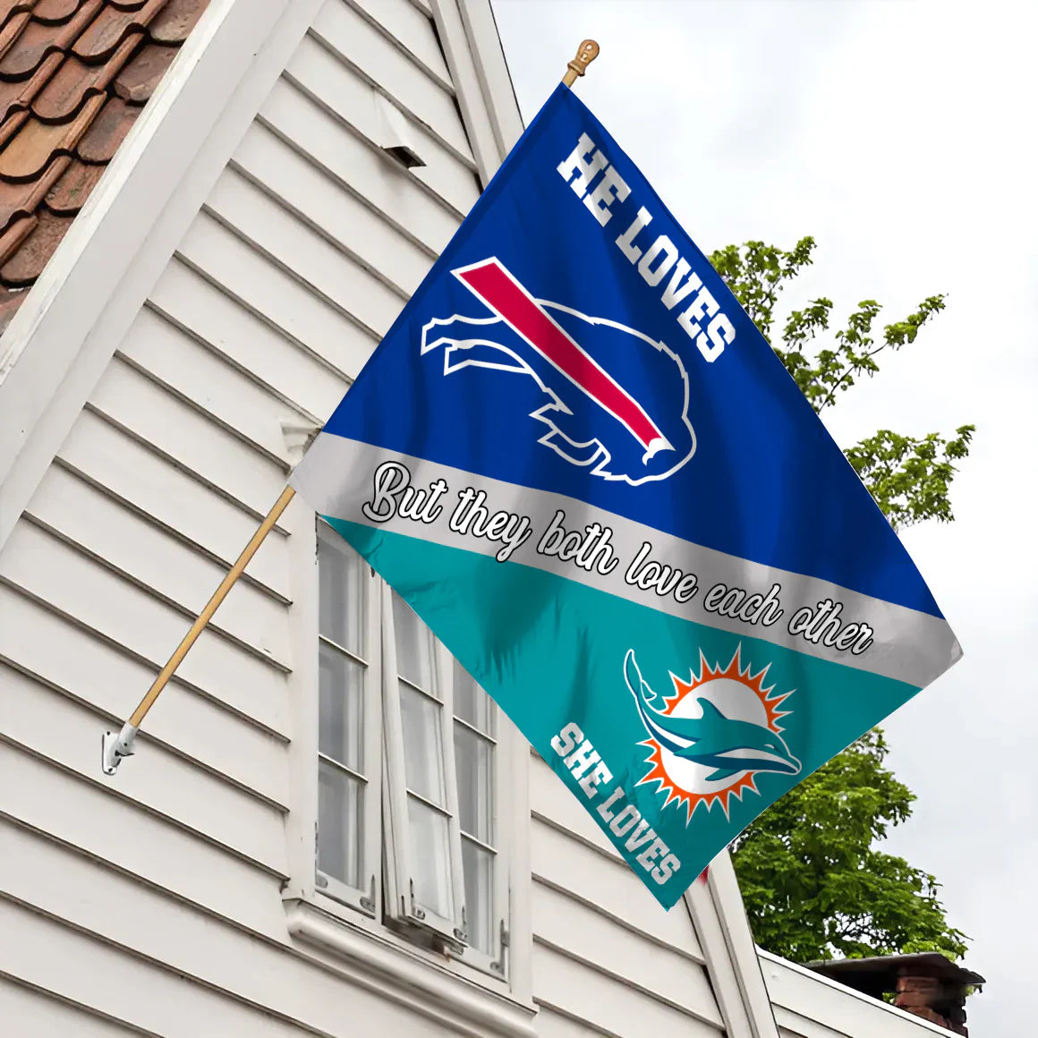 He Loves She Loves Flag - Customized House Flag