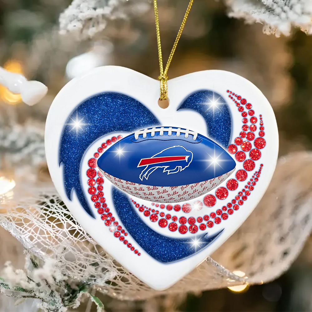 Heart Football Ceramic Ornament - BFLB