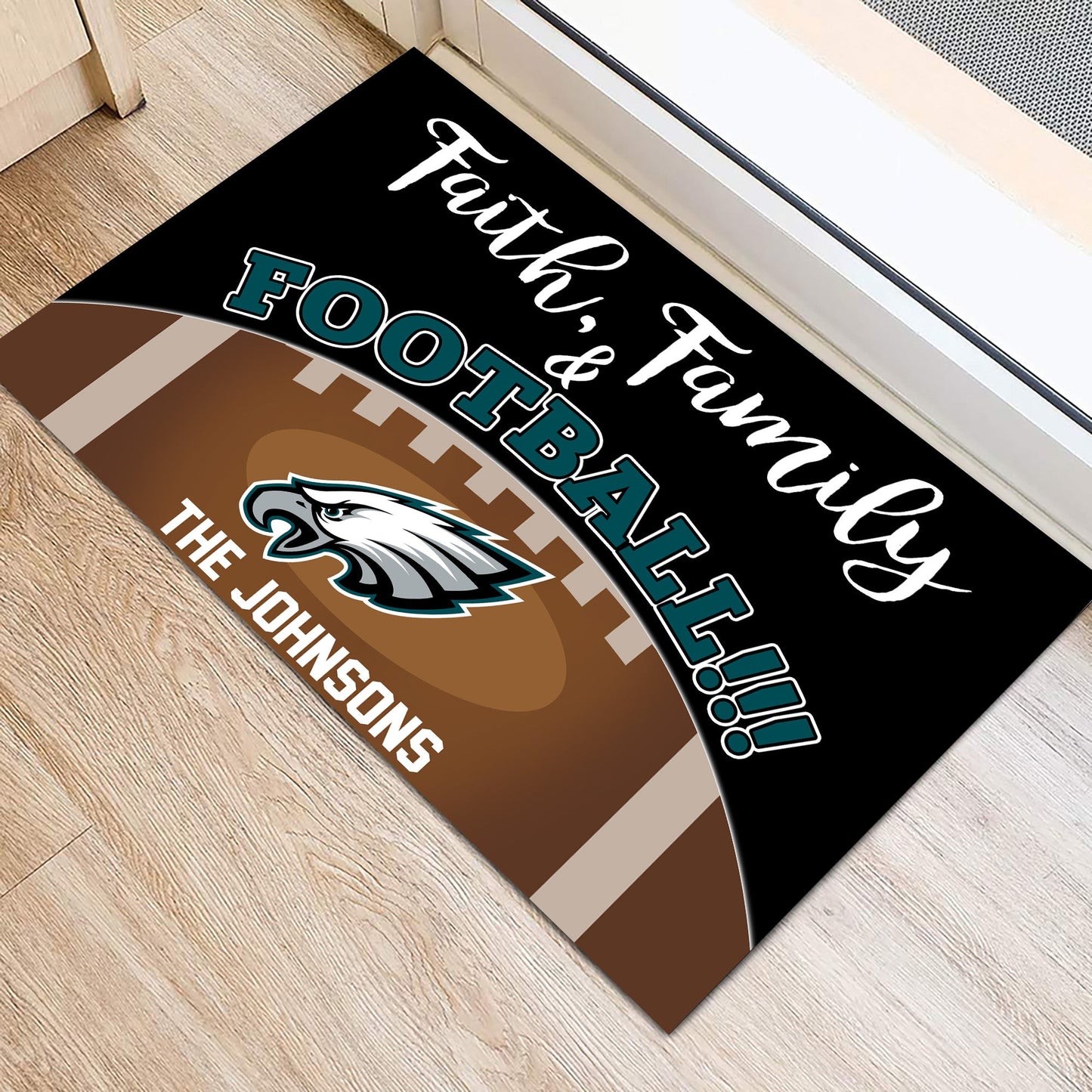 Faith, Family and Football Doormat - Anti Slip Indoor Doormat