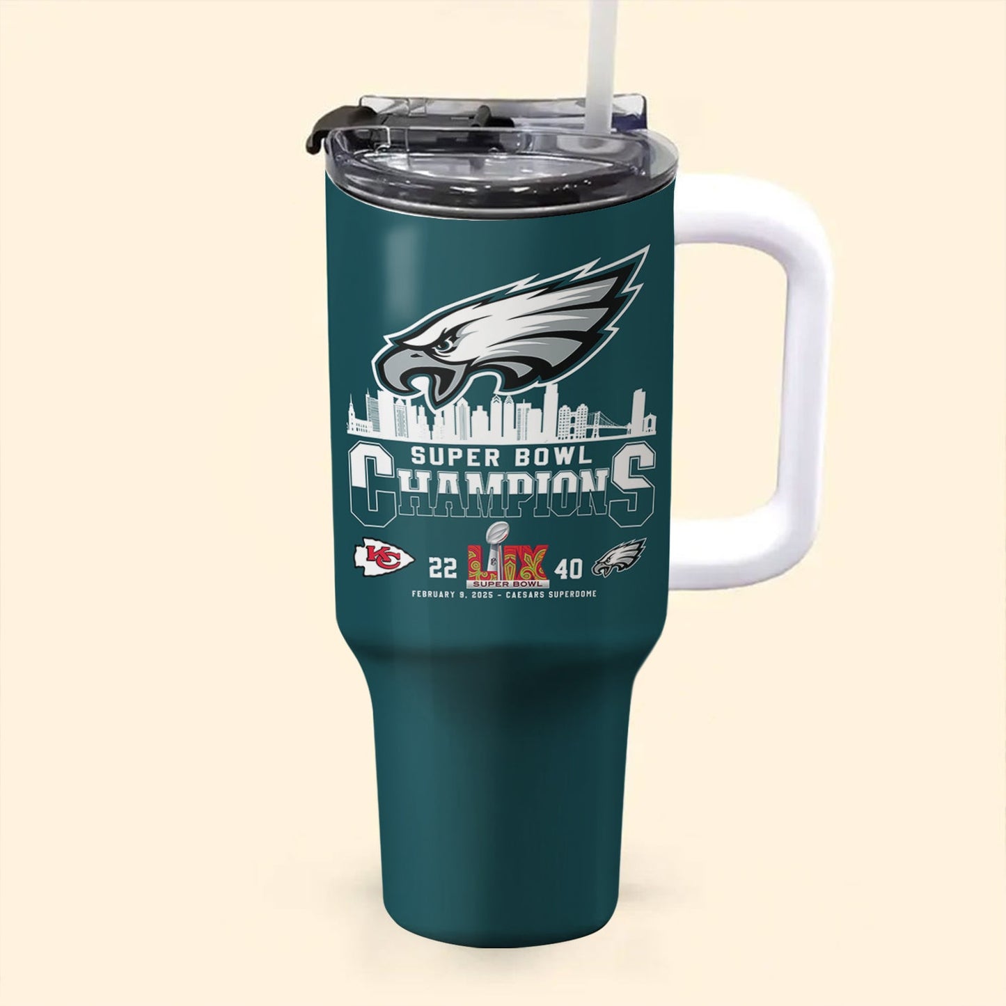 40oz Matte Tumbler with Handle Champions Tumbler - PLDPAEG