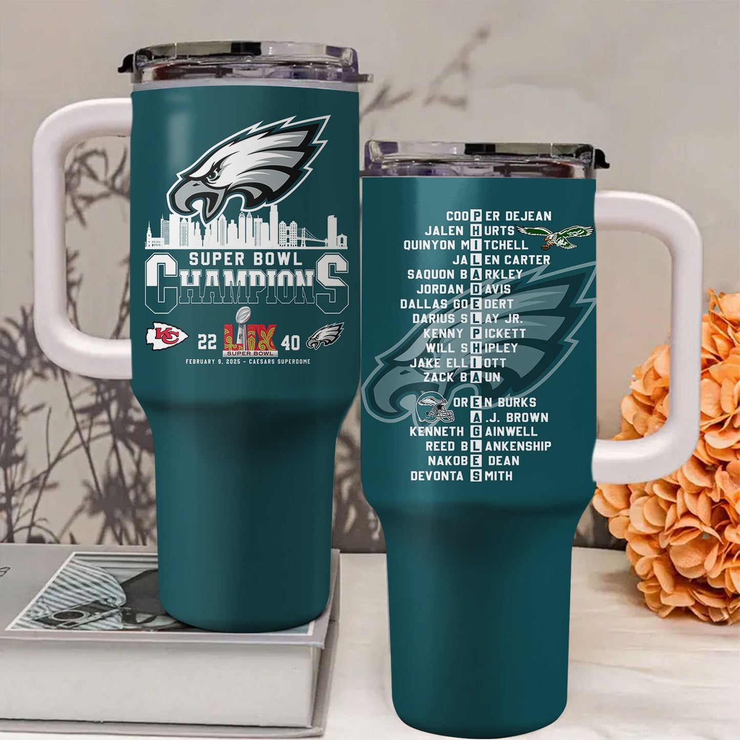 40oz Matte Tumbler with Handle Champions Tumbler - PLDPAEG