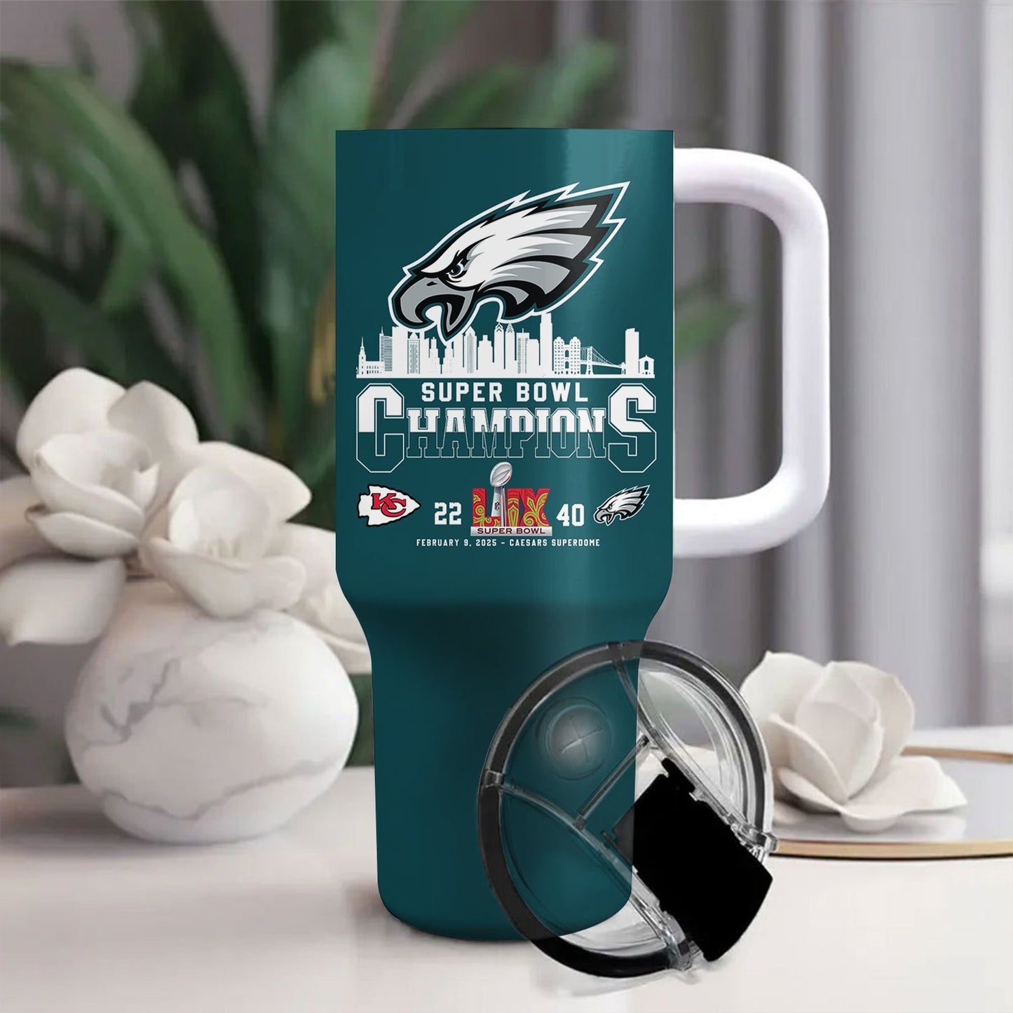 40oz Matte Tumbler with Handle Champions Tumbler - PLDPAEG